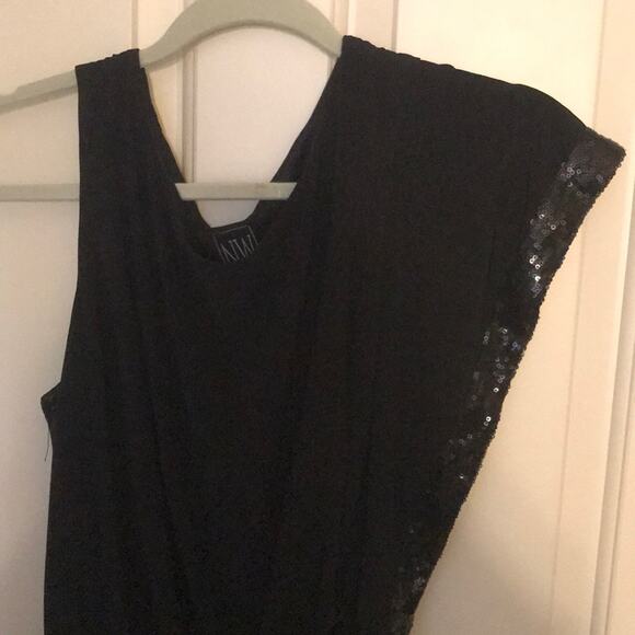 Nightway black sequin evening dress ruffled Large VINTAGE - Picture 6 of 13